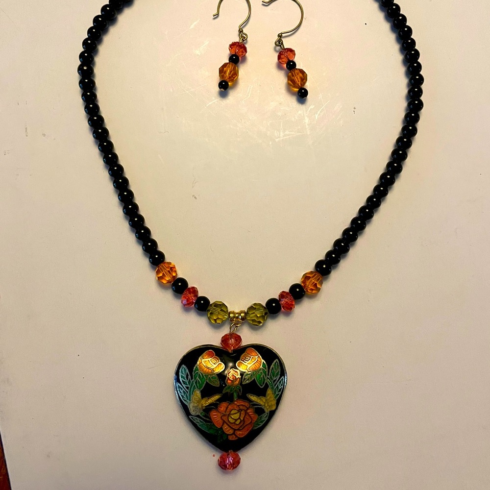 Beaded necklace/earring set